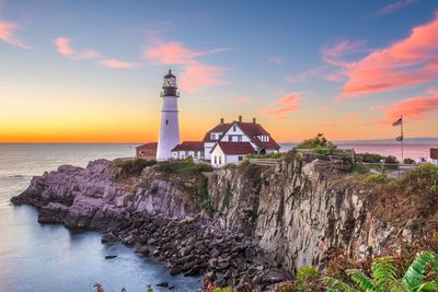 Sunset At A Portland, Maine Lighthouse