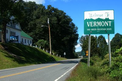Photo Of Rural Road & Welcome To Vermont Road Sign